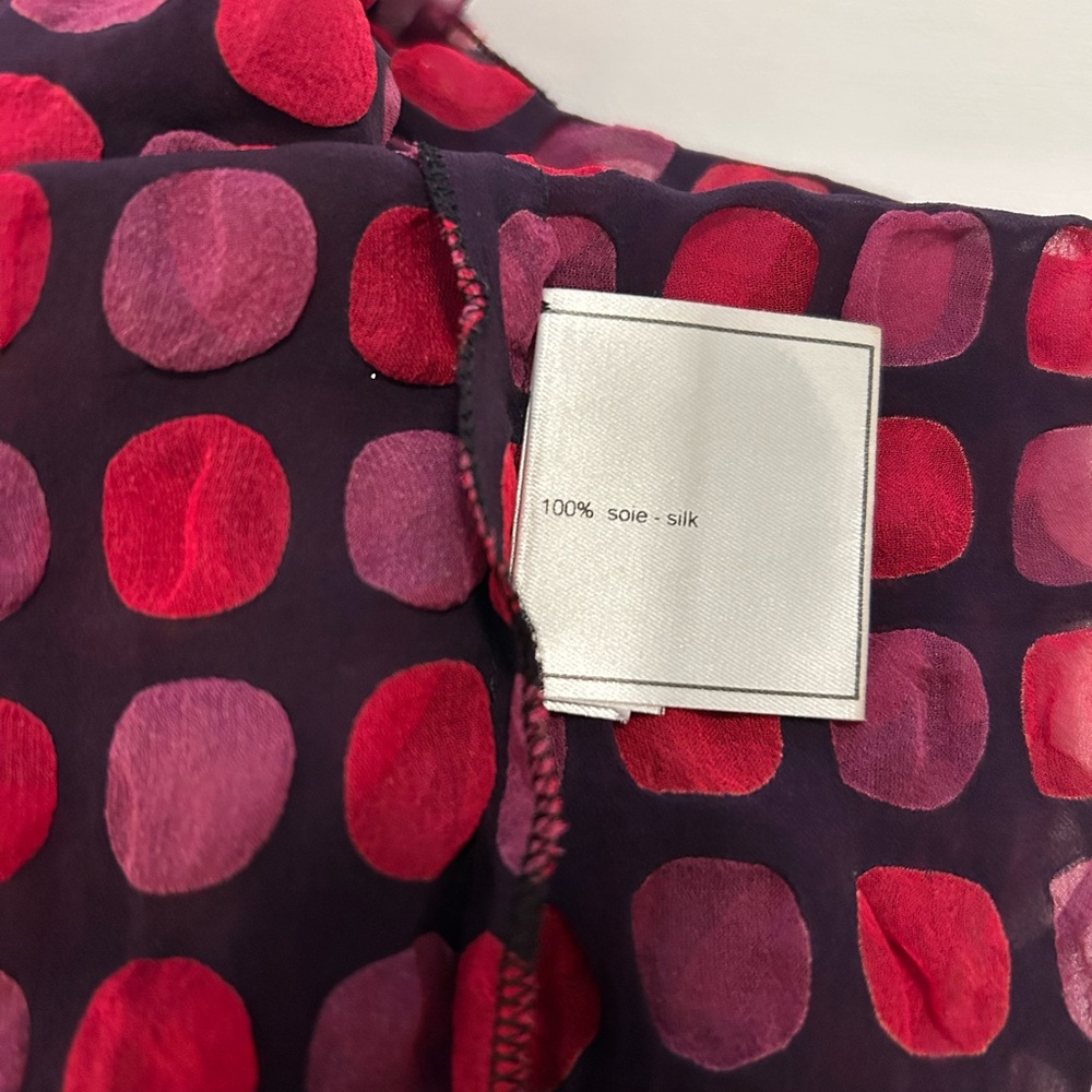 CHANEL Sheer Purple and Pink Polka Dot Silk blouse - Picture 5 of 12